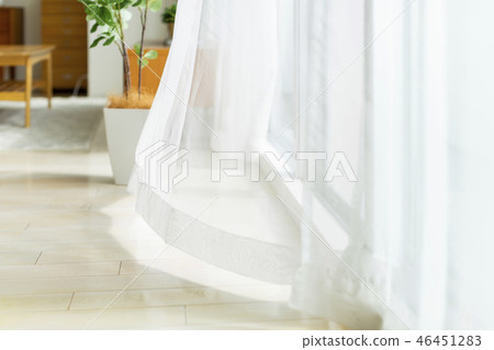 窗簾在風中搖晃 窗簾在風中搖晃 46451283