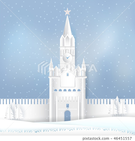 Spasskaya tower of Kremlin winter season 46451557