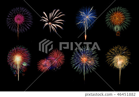 Colorful fireworks isolated on black background Colorful fireworks isolated on black background 46451882