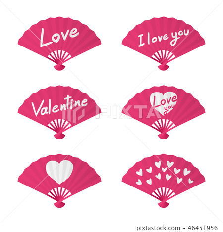 Folding fan or hand fan illustration pink colo 46451956