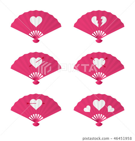 Folding fan or hand fan illustration pink color 46451958