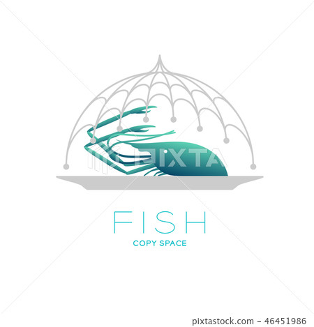 Prawn and plate in Fishing net curve frame food Prawn and plate in Fishing net curve frame food 46451986