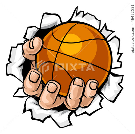 Basketball Ball Hand Tearing Background 46452551