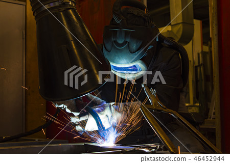 Industrial steel welder in factory welder 46452944