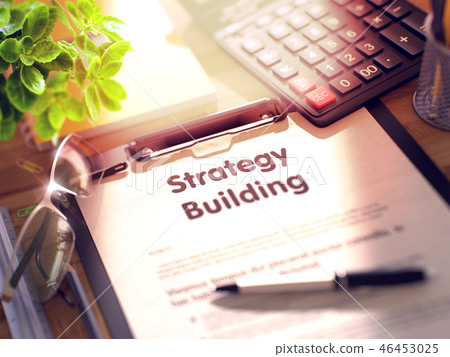 Strategy Building on Clipboard. Business Concept. 3d. 46453025