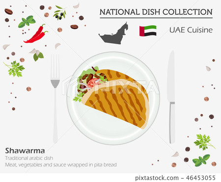 UAE Cuisine. Middle East national dish collection 46453055