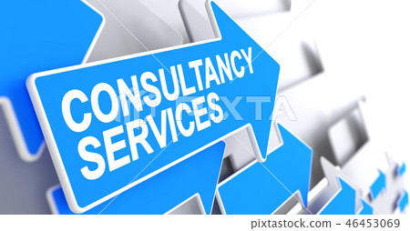 Consultancy Services - Inscription on the Blue Pointer. 3D. 46453069