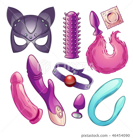 Sex shop toys assortment cartoon vector set 插圖素材 46454090  