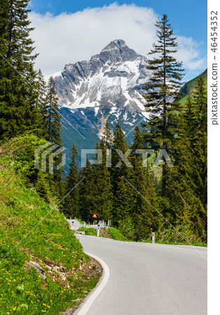 Summer Alps serpentine road 46454352