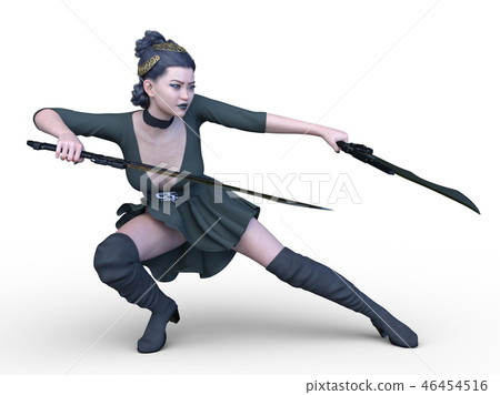 Fighting female warrior Fighting female warrior 46454516