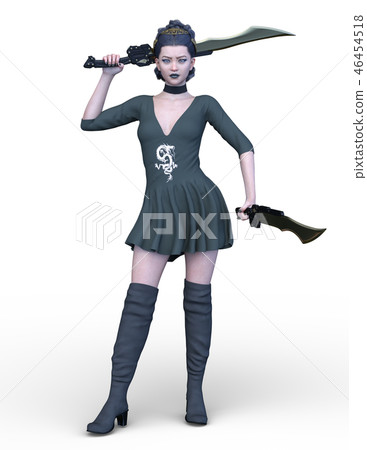 Fighting female warrior Fighting female warrior 46454518