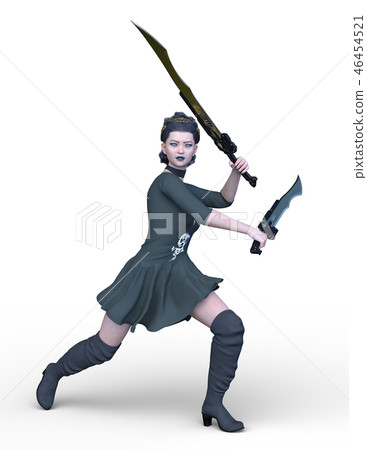 Fighting female warrior Fighting female warrior 46454521