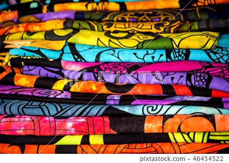 Colorful fabrics on a street market Colorful fabrics on a street market 46454522
