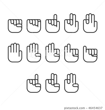 Hand finger counting number icons sign language Hand finger counting number icons sign language 46454637
