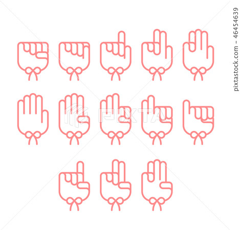 Hand finger counting number with Bow tie icons Hand finger counting number with Bow tie icons 46454639