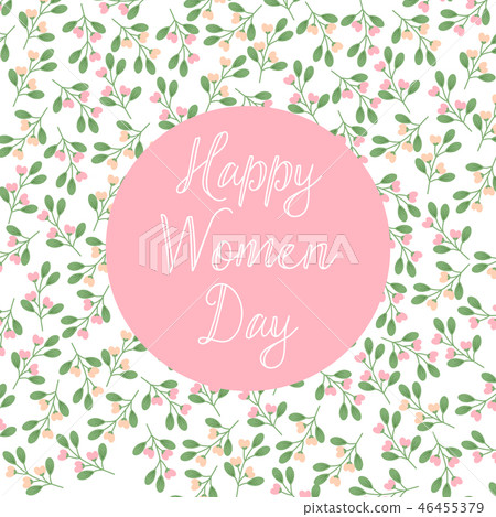 Happy Woman's Day card with hand drawn floral - Stock Illustration ...