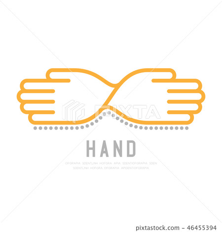 Twist Hand finger with dot shadow logo icon, sign 46455394