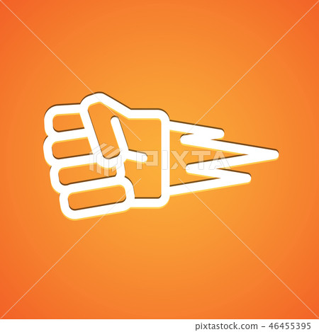Rock-paper-scissors white icon on gradient orange Rock-paper-scissors white icon on gradient orange 46455395