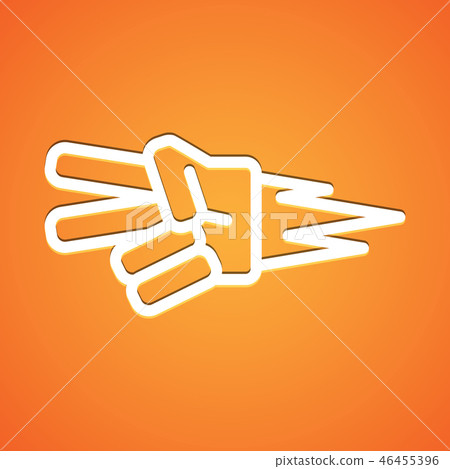 Rock-paper-scissors white icon on gradient orange Rock-paper-scissors white icon on gradient orange 46455396