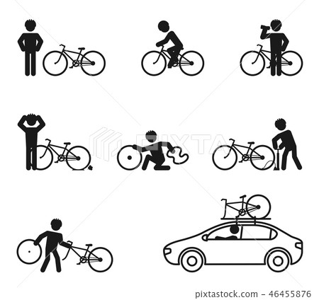 Bicycle man exercise story icon set pictogram Bicycle man exercise story icon set pictogram 46455876