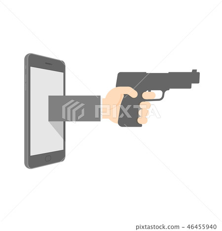 Smartphone with hand gun internet cyber crime 46455940