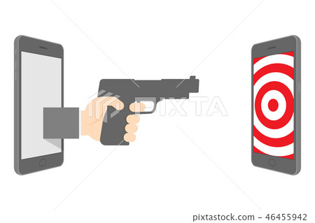 Two Smartphone with hand gun and target pattern 46455942