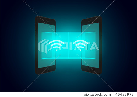 Two smartphone with jigsaw puzzle 3d and wifi 46455975