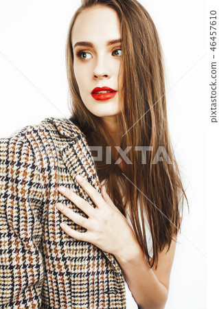 young pretty teenage hipster girl posing emotional happy smiling young pretty teenage hipster girl posing emotional happy smiling 46457610