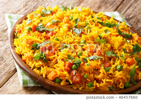 Traditional Indian street food rice with vegetable Traditional Indian street food rice with vegetable 46457660