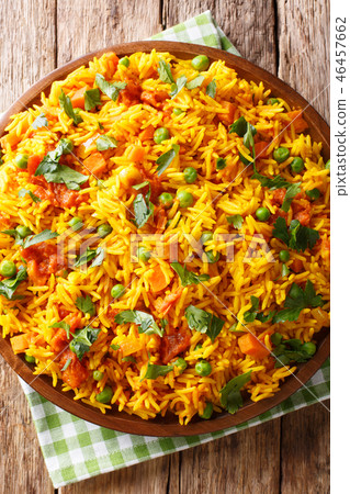 Vegetarian Indian rice with vegetables close-up 46457662
