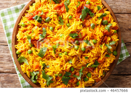 Vegetarian Indian rice with vegetables close-up Vegetarian Indian rice with vegetables close-up 46457666