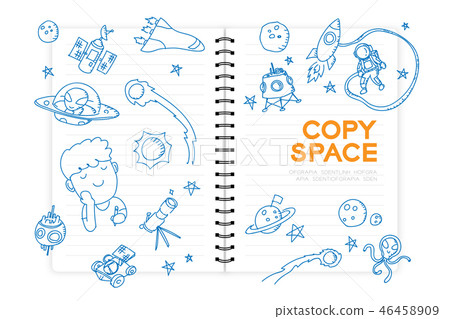 Notebook with kid boy hand drawing set, Imagine Notebook with kid boy hand drawing set, Imagine 46458909
