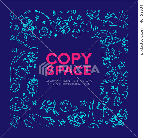 Astronaut in Space kids hand drawing set pattern 46458934