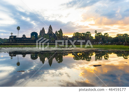 water reflection of Angkor Wat in Cambodia water reflection of Angkor Wat in Cambodia 46459177