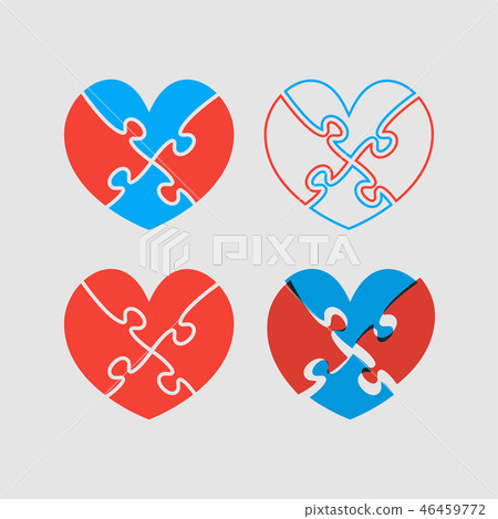 The Hearts Puzzle of Love, Relationship, Teamwork. 46459772