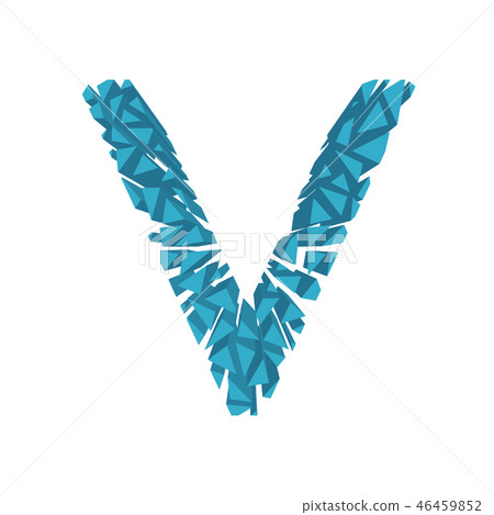 The letter V in the alphabet broken 3d perspective 46459852