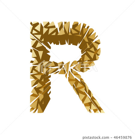 The letter R in the alphabet broken 3d perspective 46459876
