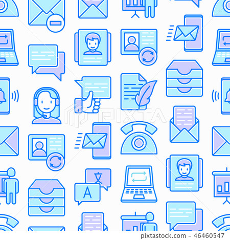 Communication seamless pattern with thin line icon 46460547