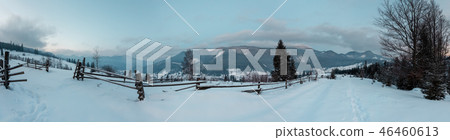 Daybreak winter Carpathian mountain village Daybreak winter Carpathian mountain village 46460613