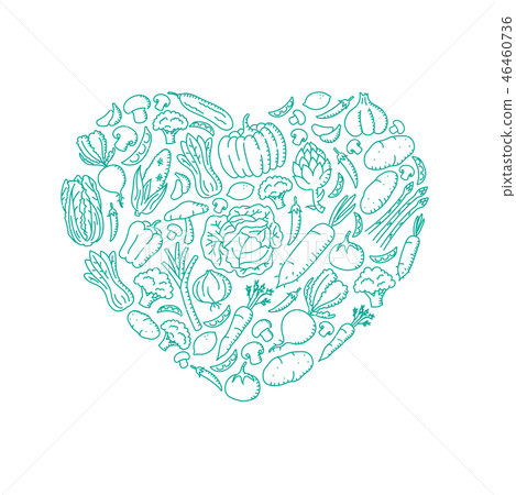 Love Heart symbol Vegetable pattern illustration Love Heart symbol Vegetable pattern illustration 46460736