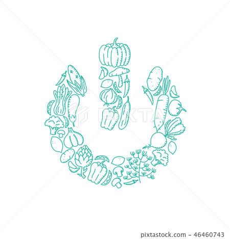 Power sign symbol Vegetable pattern illustration Power sign symbol Vegetable pattern illustration 46460743