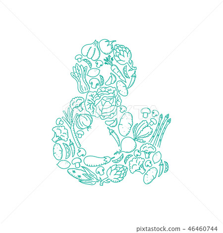 Ampersand sign symbol Vegetable pattern set 46460744