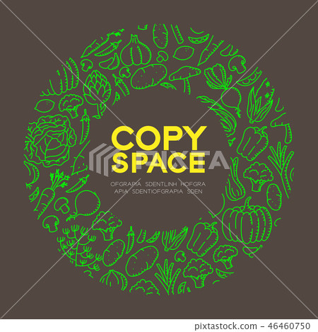 Vegetable kids hand drawing set pattern background Vegetable kids hand drawing set pattern background 46460750