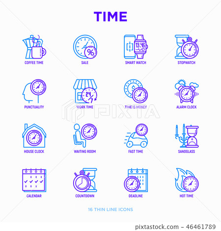 Time thin line icons set - Stock Illustration [46461789] - PIXTA