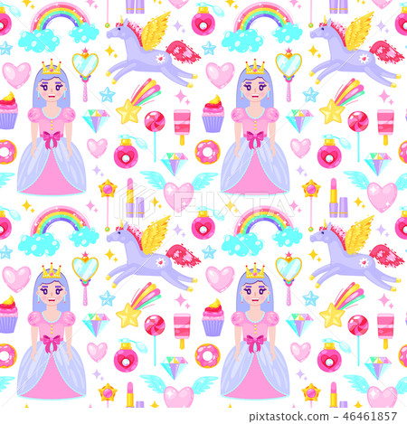 pattern with cute princess pattern with cute princess 46461857