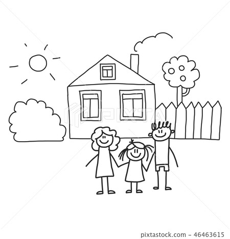 图库插图: happy family with children.