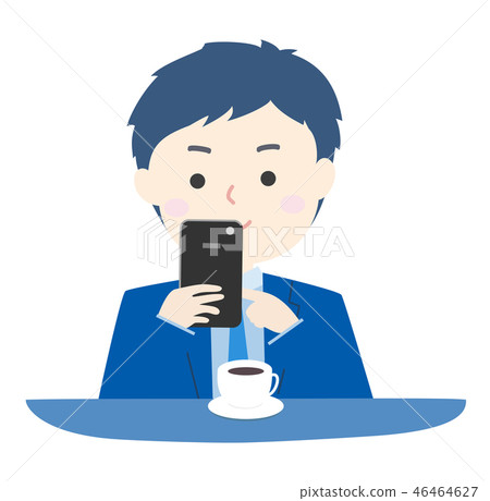 A man who uses smartphones at a cafe A man who uses smartphones at a cafe 46464627