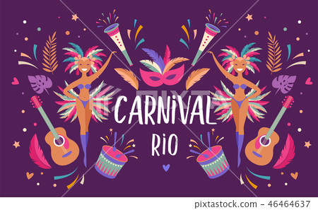 Brazilian Carnival, music festival, masquerade flyer template Brazilian Carnival, music festival, masquerade flyer template 46464637