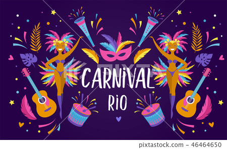 Brazilian Carnival, music festival, masquerade flyer template Brazilian Carnival, music festival, masquerade flyer template 46464650