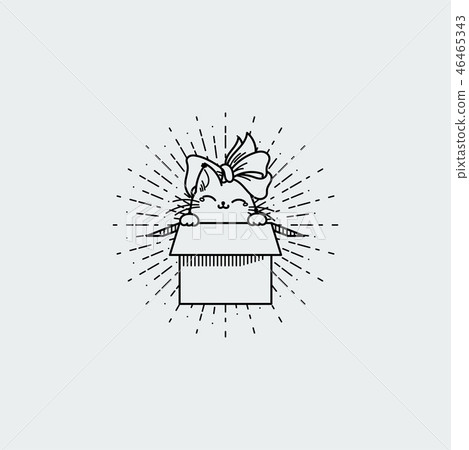 Cartoon cat with bow in a box adoption 46465343